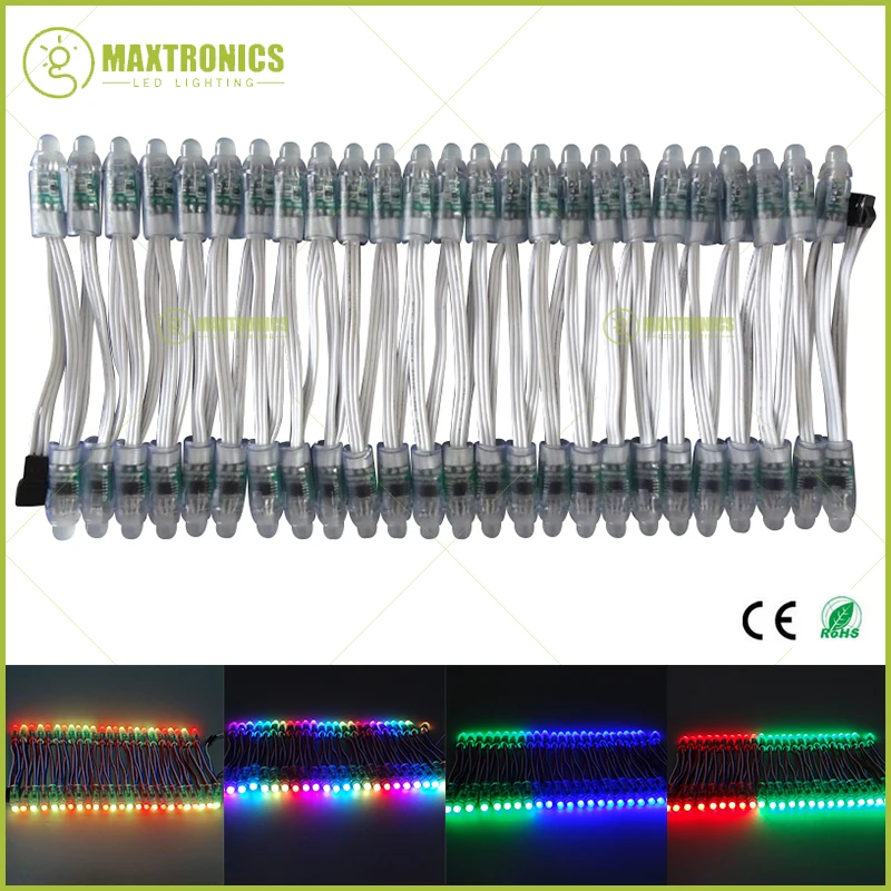 50 шт. DC5V/DC12V 12 мм WS2811 IC RGB светодиодный модуль белый провод водонепроницаемый IP68