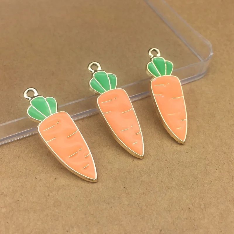 10pcs 12x37mm Alloy metal accessories enamel vegetable carrot charms Pendant for Necklace Earrings hanging handmade DIY material | Украшения