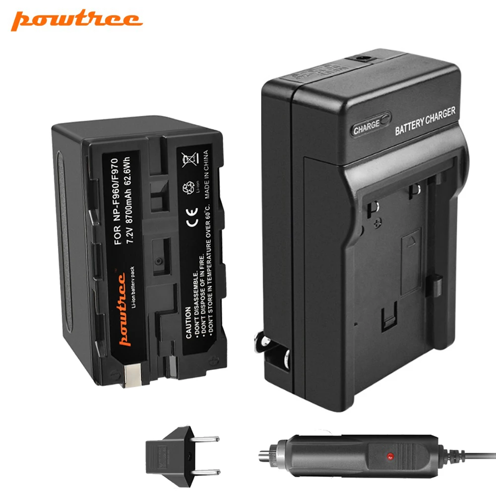 Сменный аккумулятор Powtree 7 2 В 8700 мА/ч для Sony NP F960 NPF960 F950 F970 с зарядным устройством