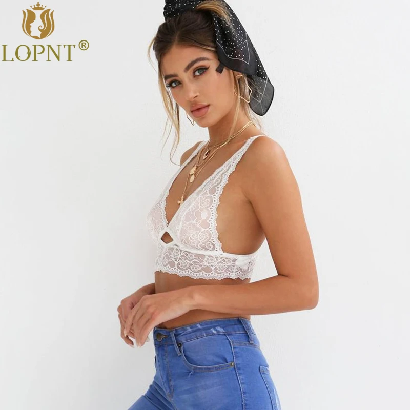 LOPNT новый сексуальный бюстгальтеры Глубокий V plus size lace bralette выдалбливают push up