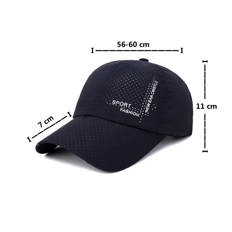 Summer Quick-drying Sun Hat Travel Sports Baseball Caps Unisex Snapback Hats Mesh Black Visor Gorras Casquette Letter Mens Cap | Аксессуары