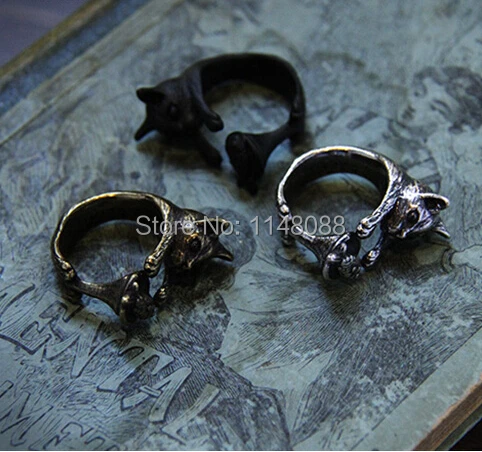 Новейшее кольцо Kitty Cat с рыбкой регулируемое Открытое животными античное
