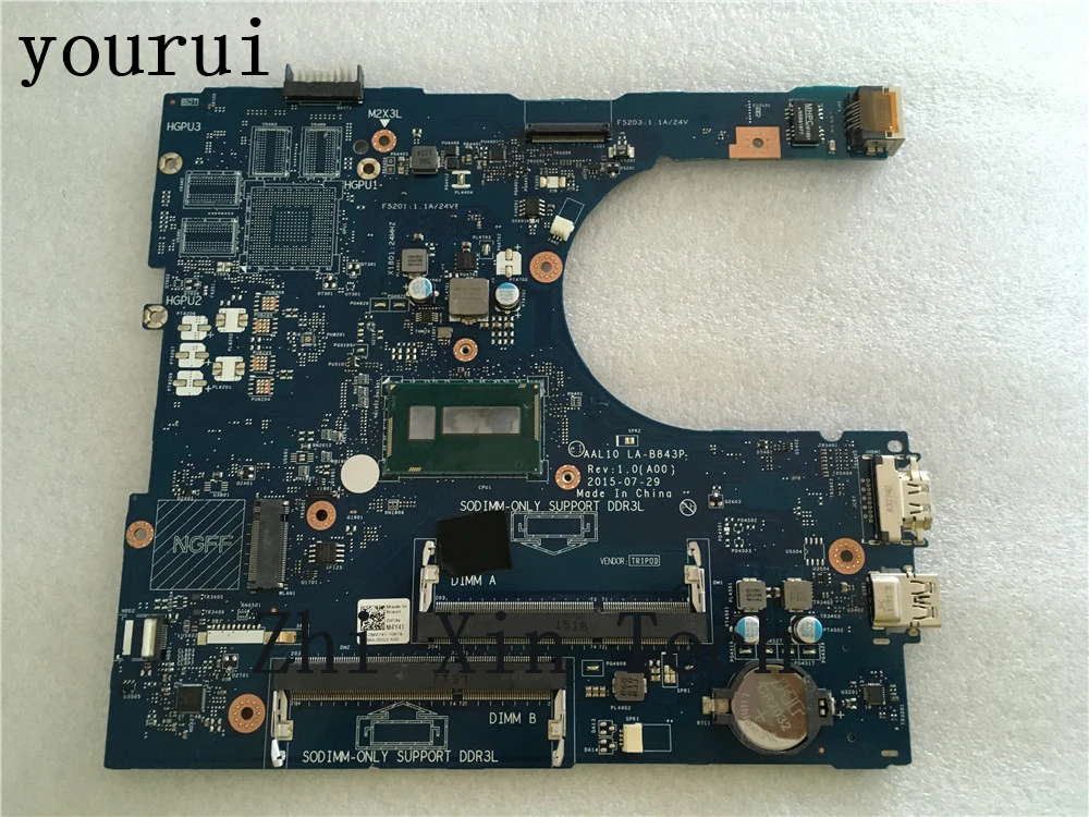 

Yourui для Dell Inspiron 5458 5558 5758 Материнская плата ноутбука M4Y41 0M4Y41 BR-0M4Y41 AAL10 LA-B843P процессор i3-5005u DDR3