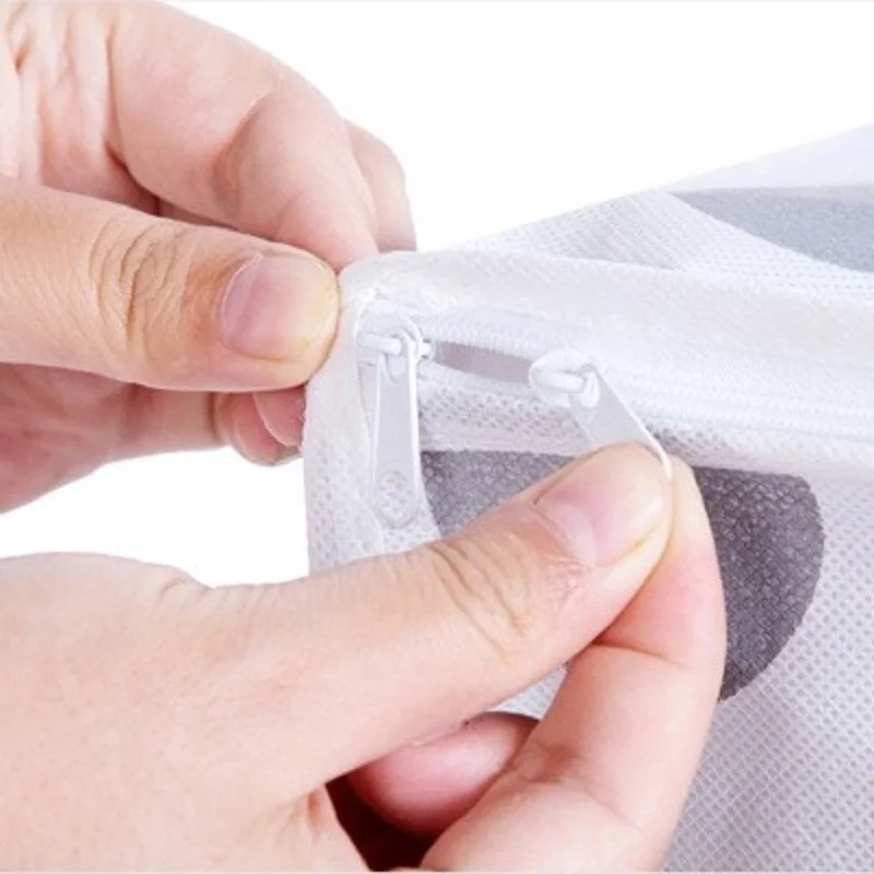 Non-woven Portable Quilt Storage Bag Printed Clothing Finishing Wardrobe Organizer Zip Plastic Bags Clothes | Дом и сад