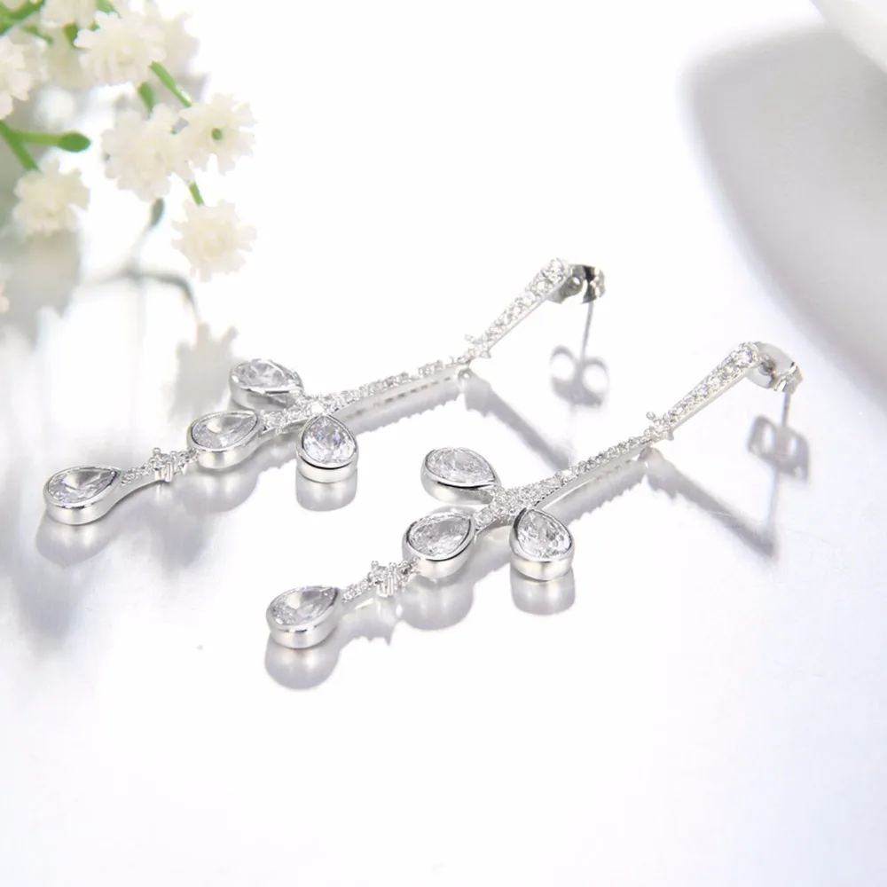 ARUEL Trendy Wedding Crystal Silver Water Drop Earrings Female Party Gift Fashion Women Cubic Zirconia pendientes Jewelry | Украшения и