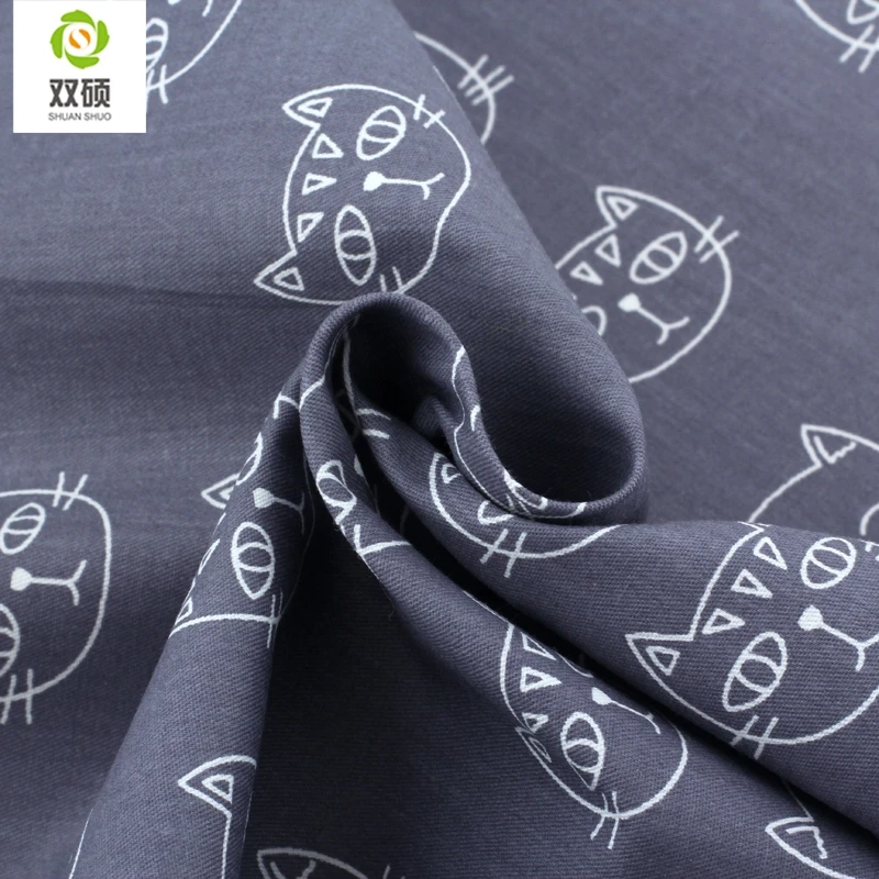 Темно серая Геометрическая серия набивная саржевая хлопковая ткань Лоскутная