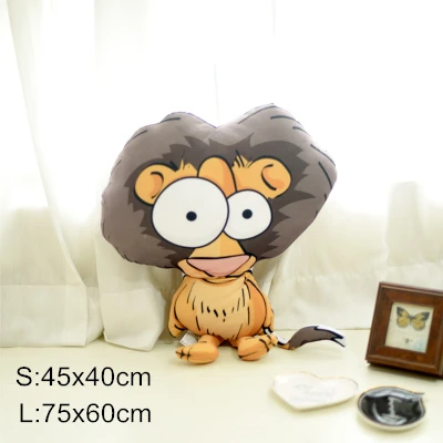 Lion New Hot INS Cartoon Animal Pillow Novelty Funny Kid's Bedroom Decorative Pillows Ultra-soft Plush Toy Cushion Pillow Washable - Цвет: Lion