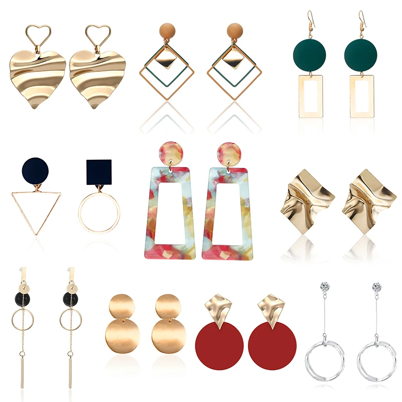 Женские серьги подвески 10 дюймов металлические в ретро стиле с геометрическим