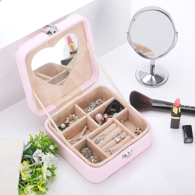 

Earrings Necklace Jewellery Rings Storage Boxes Desktop Cosmetic Storage Box Female Quilted Professional Cosmetic Racks