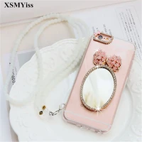 for samsung s6 s7 s8 s9 s10 s20 s21 plus note 5 8 9 10 20 cute bowknot bling rhinestone mirror phone case soft clear back cover
