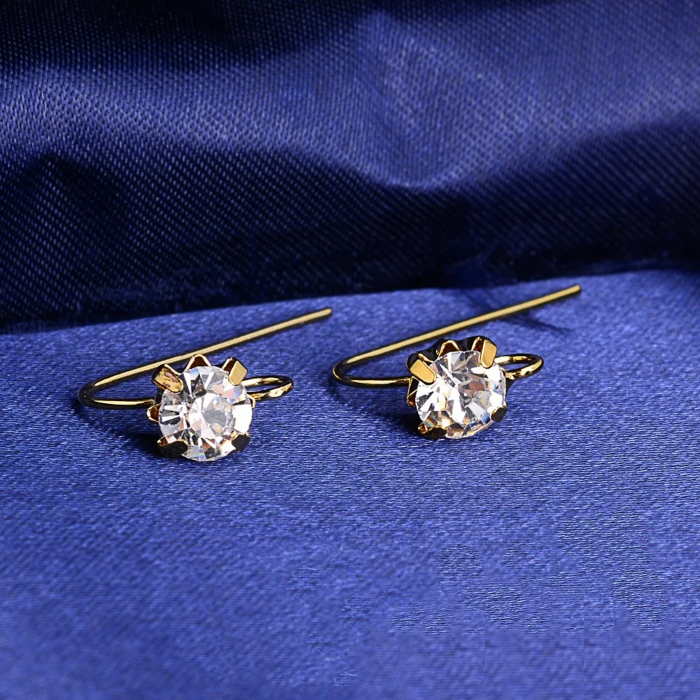 10 пар оптовая продажа Модный золотой цвет кристалл кабошон серьга проволока