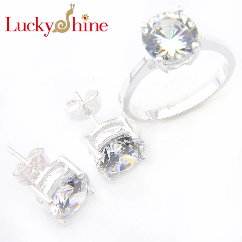 Luckyshine уникальный Ослепительная АААА белый круглый огонь кубического циркония