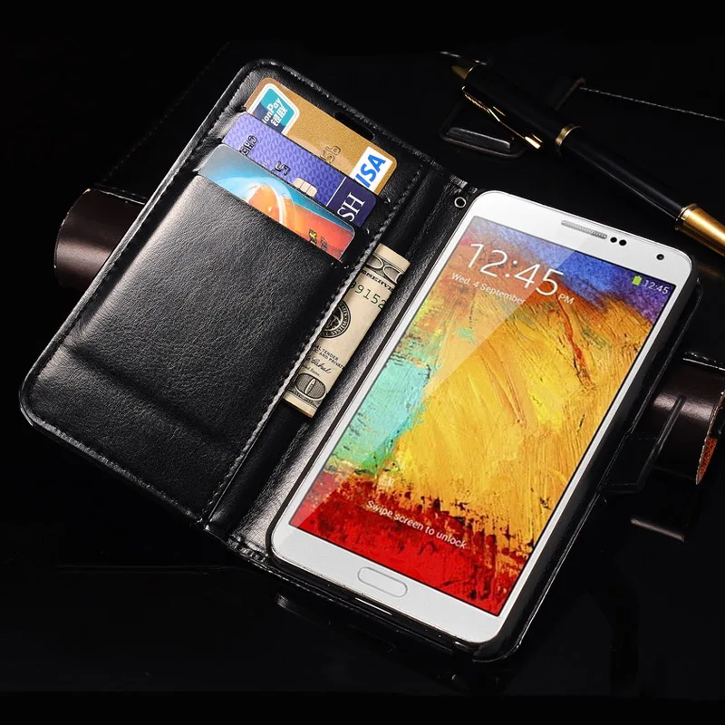 Чехол для samsung Примечание 3 флип чехол Бумажник кожаный Galaxy Note III N9000 телефон