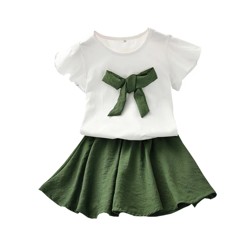 Летняя одежда для маленьких девочек из 2 предметов хлопковая футболка с