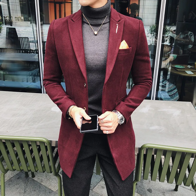 Длинный блейзер мужские бордовый Блейзер Slim Fit Британский Vestidos De Festa Longo Высокое