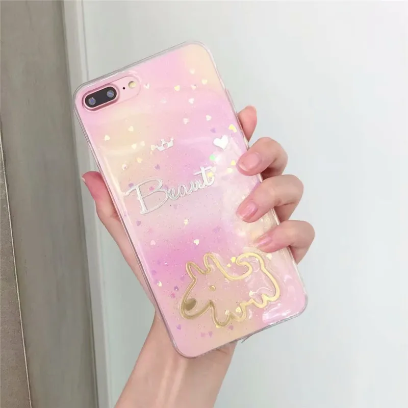 DISCASE с модным рисунком блеск Чехол для iPhone X 6 6S 8 7 плюс милые зыбучие пески пайетки