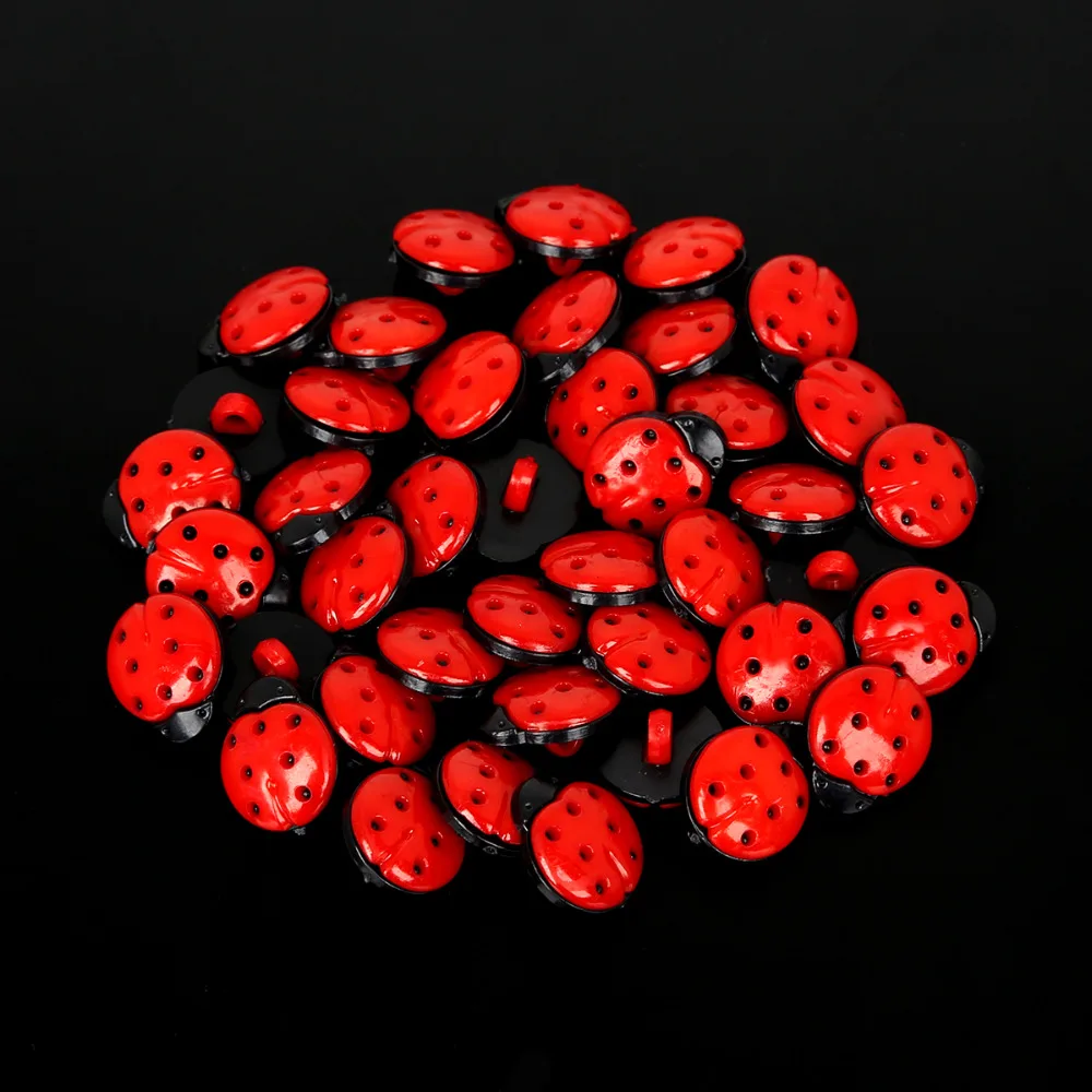 50 шт./Лот 13x15x8 мм пластиковые пуговицы божья коровка|plastic buttons|sewing buttonsbuttons buttons |