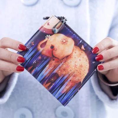 Elephant Женский/мужской кошелек, модный мультяшный аниме кошелек для студента, кожа Pu, двойная молния, кошелек с застежкой, милая лиса, слон, панда, 124Q - Цвет: Elephant
