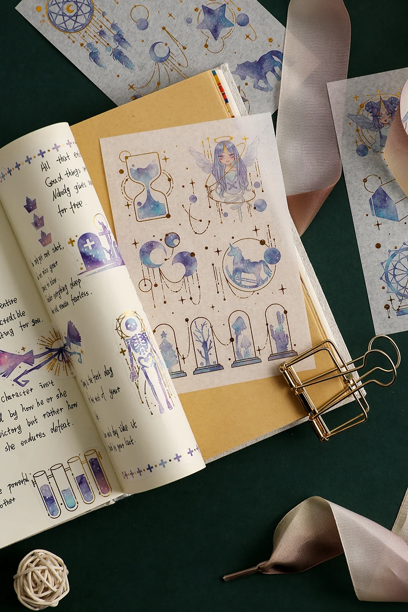 3 шт./партия, звездное небо, серия Kawaii, наклейка s, золотая пленка, стикер s DIY, стикер для канцелярских товаров, скрапбукинг, дневник