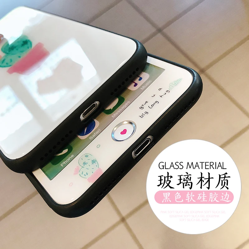 Стеклянный чехол-накладка Cactus для iPhone 8 plus + Переднее закаленное стекло 6 6S чехол