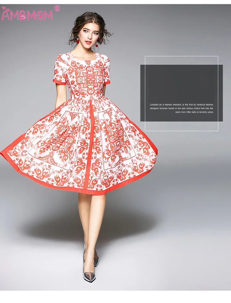 Новинка 2018 модное подиумное летнее Повседневное платье женское Красное