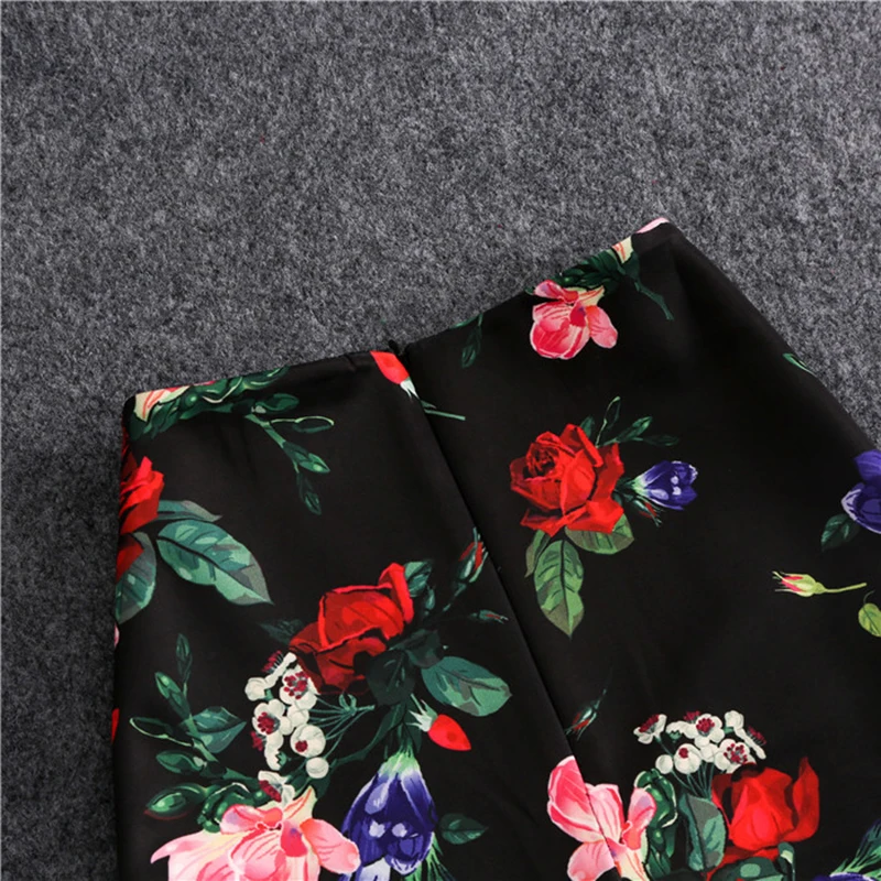 

CR Women Print Flowers Pencil High Waist Skirt Summer Casual Back Split Bottoms Fashion Lady Faldas Mujer Jupe