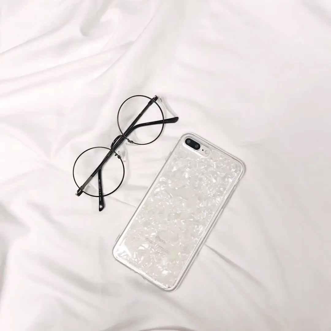 Conch Shell White Phone Case Luxury Shining High quality Plastic Back Cover For iphone 7 8 plus x Coque Capa |