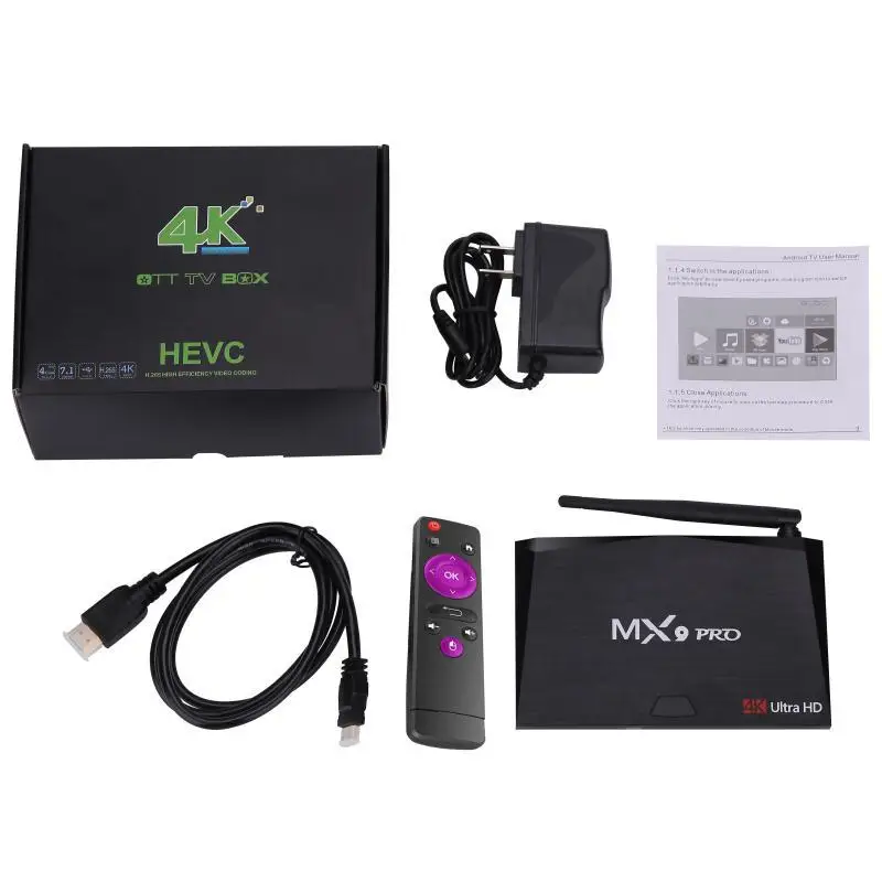 Заводская новейшая MX9 Pro Android 7 1 Смарт ТВ коробка RK3328 четырехъядерный 2G/16G 4G/32G BT 4 0 H.