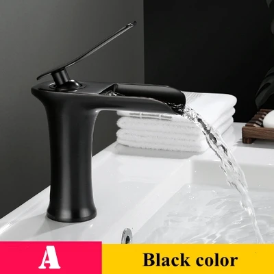 Black color short Ванная комната латунный кран для раковины хромированный белый кран повышенный белый запеченный с золотой отделкой горячей холодной воды смеситель AL7133 - Цвет: Black color short