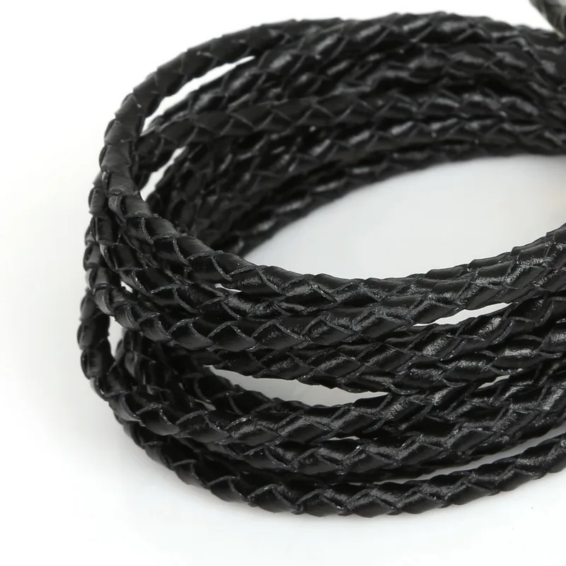2 м/лот 3 мм круглый плетеный шнур из натуральной кожи для самостоятельного