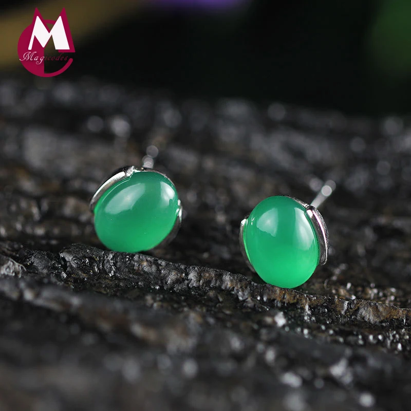 Женские серьги гвоздики из серебра 925 пробы с зеленым камнем|earrings for|earrings for