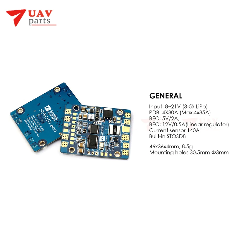 Распределительная плата Matek PDB HUBOSD ECO H TYPE w/STOSD8 модуль тока DUAL BEC 5V 12V для FPV