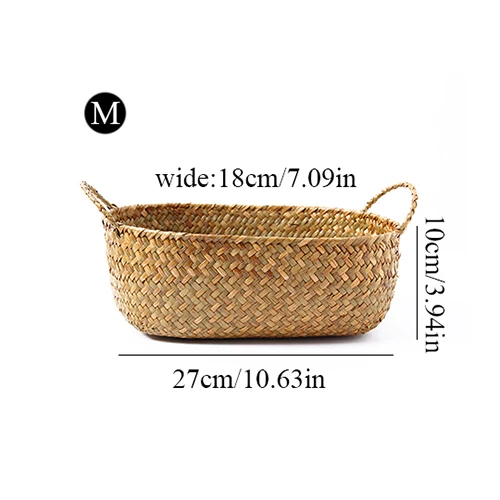 brown 28x17x10 Бамбуковое плетение хранилище корзина для фруктов из ротанга коробка для хранения косметики чай Корзина для пикника Органайзер ручная работа - Цвет: brown 28x17x10