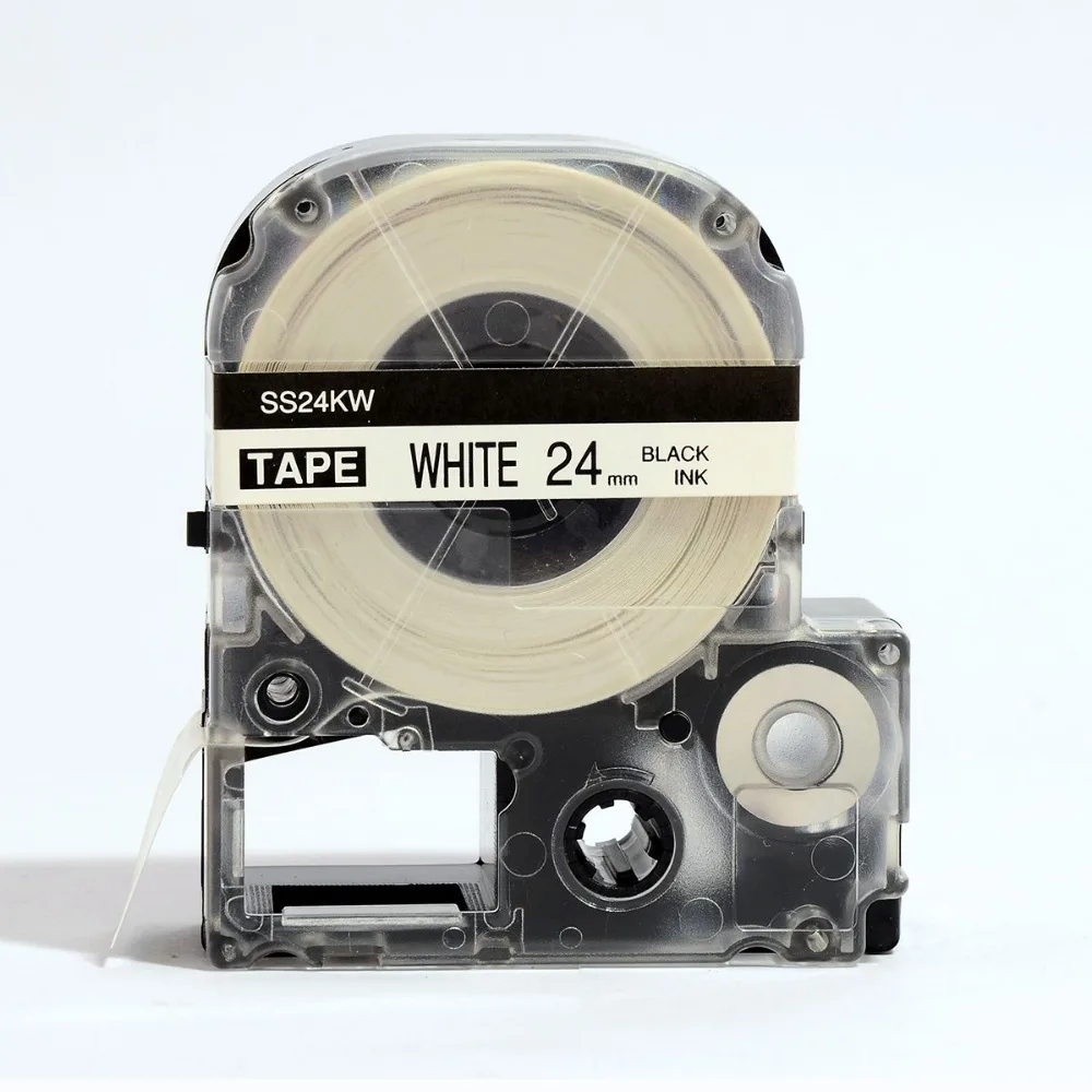

KINGJIM 24 мм черный на белом SS24KW лейбл Лента Замена fo Labelworks LW-600P