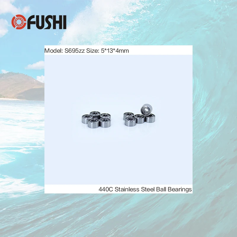 S695ZZ подшипник 5*13*4 мм (100 шт.) ABEC 1 440C ролик из нержавеющей стали S695Z S695 Z ZZ шариковые