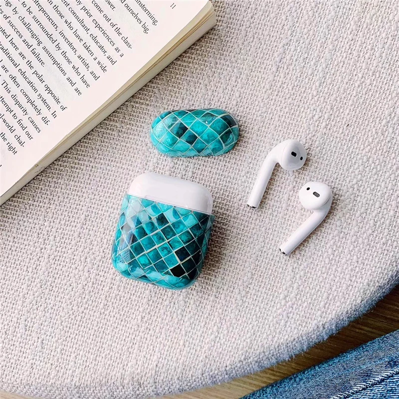 Горячий цвет квадратный узор беспроводные наушники зарядка Airpods чехол сумка для