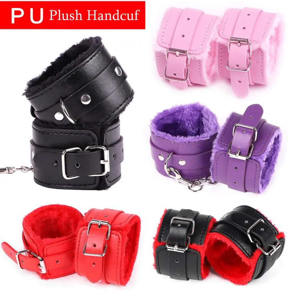 1 пара черный мягкий из искусственной кожи наручники секс бондаж интимные товары