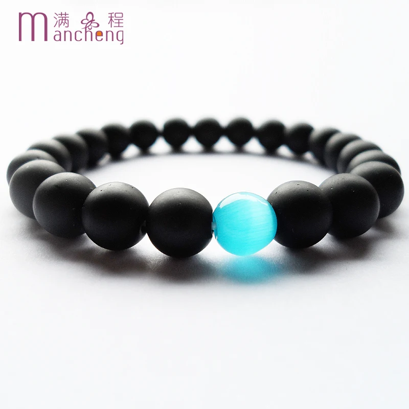 Женский Круглый обсидиановый браслет с бусинами диаметром 7 дюймов 8 мм|bracelets