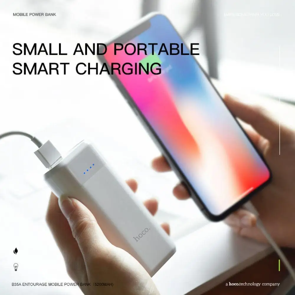 HOCO power Bank 5200 мАч mi ni USB светодиодный 18650 литиевый внешний аккумулятор портативное