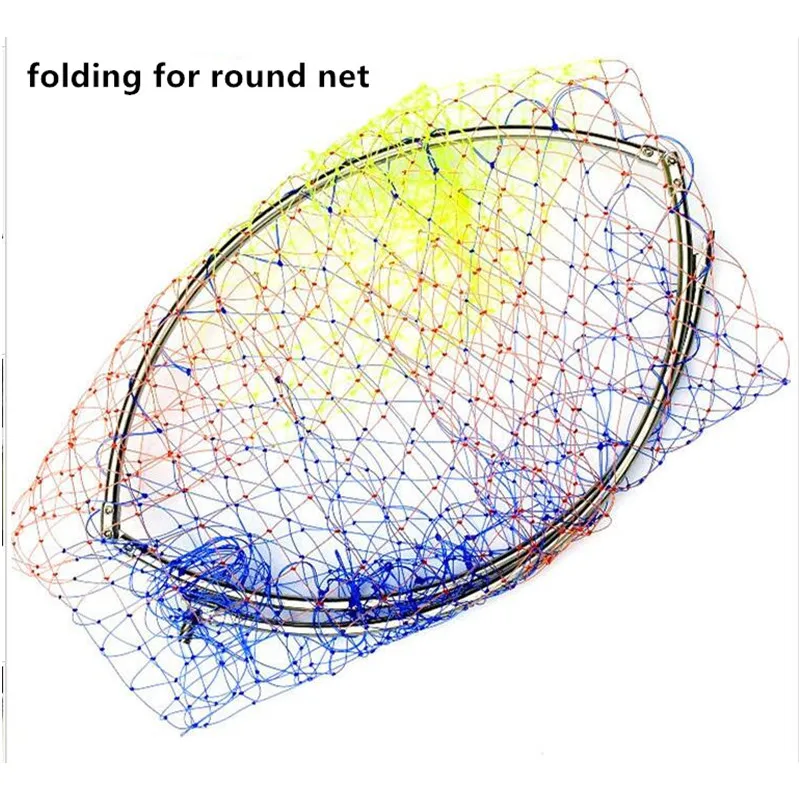 Strong Line Diameter 60cm Landing Net of Head Colored Nylon Fishing Net Stainless Steel Ring Fishing Network Turck Net Dipneting