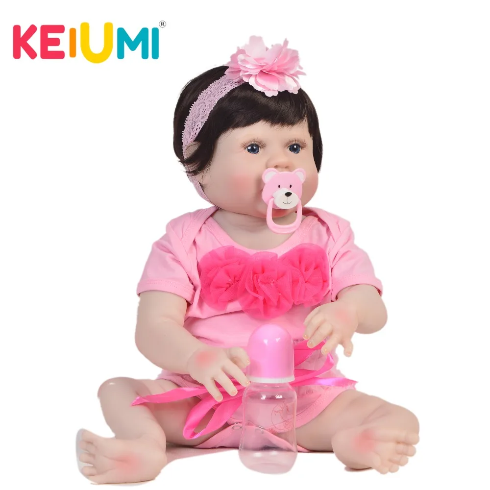 KEIUMI 23 дюйма кукла Реборн полностью силиконовая 57 см. Реалистичная девочка