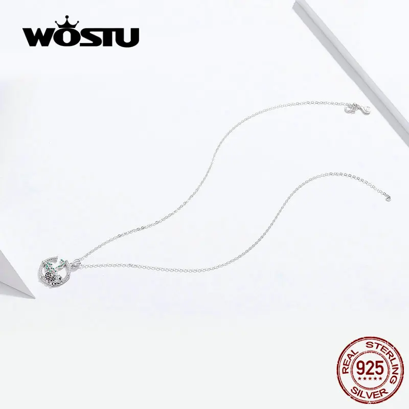 WOSTU 2020 новый дизайн Бамбук & колье с изображением панды подлинное 925 пробы
