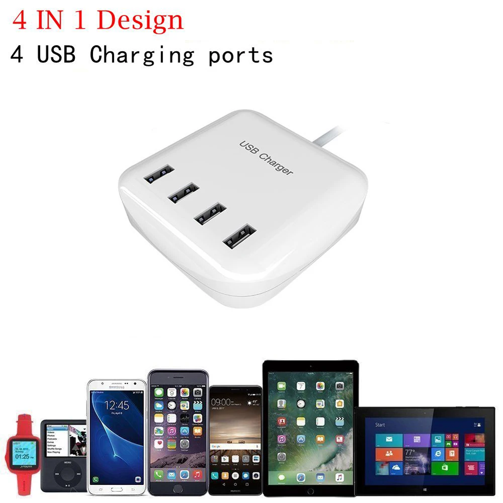 Быстрая универсальная 4 USB зарядное устройство Порт смарт Док-станция настольная