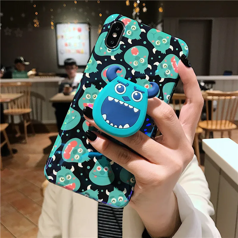For iphone XS max Cute Monsters Case Soft Sullivan Mike cover 11 pro 7 8 plus X XR 6 6s 6sp blue ray Shell +stander |