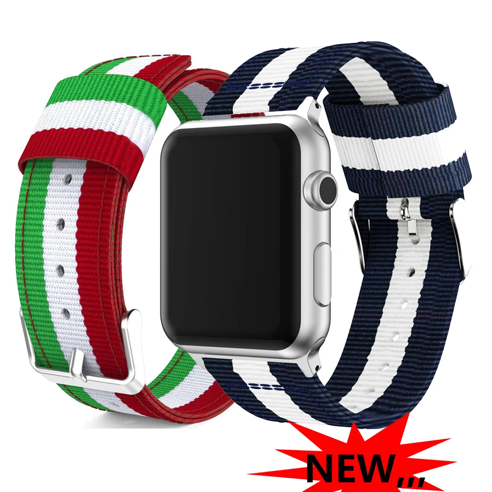 Ремешок Nato для Apple Watch band 5 4 42 мм/44 мм тканый холщовый браслет iwatch 3 38 мм/40 аксессуары