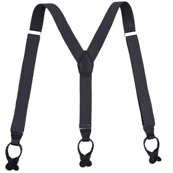 Buttons Suspenders Unisex PU Leather Braces Man's Suspenders New Y-Back Ligas Tirantes 3.5*120cm 6 Colors 10pcs/lot