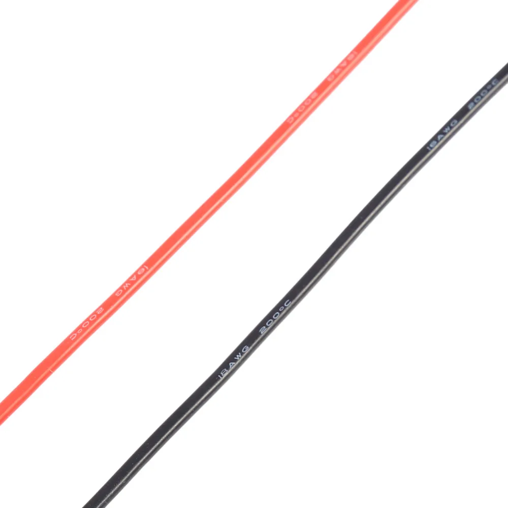 Силиконовый кабель гибкий 18AWG 2 м медный многожильный провод (1 красный + 1 черный)