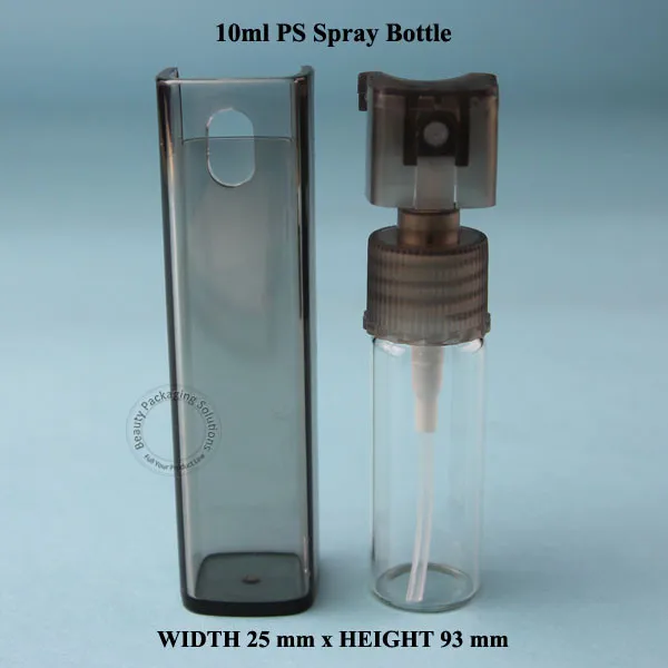 Стеклянный флакон для духов 10 мл с серым квадратным насосом распылитель 1/3 унции