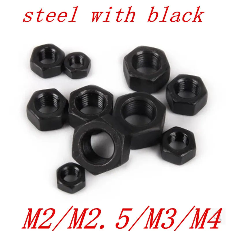 

10-50pcs/lot DIN934 M1.6 M2 M2.5 M3 M4 M5 M6 M8 carbon Steel with Black Hex nut