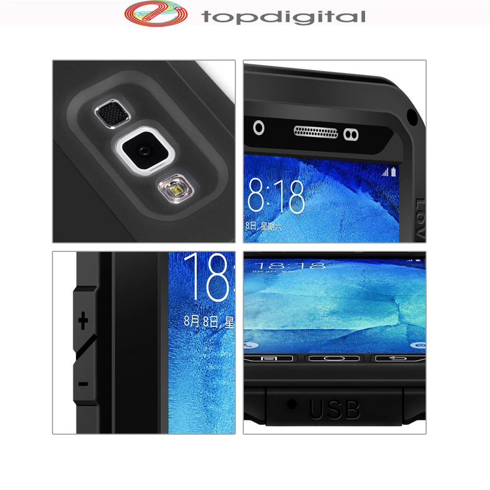 LOVE MEI Life Waterproof Shockproof Case for Samsung Galaxy A8 2015 A800F A8000 Cover Aluminum Metal Shell w Gorilla Glass |